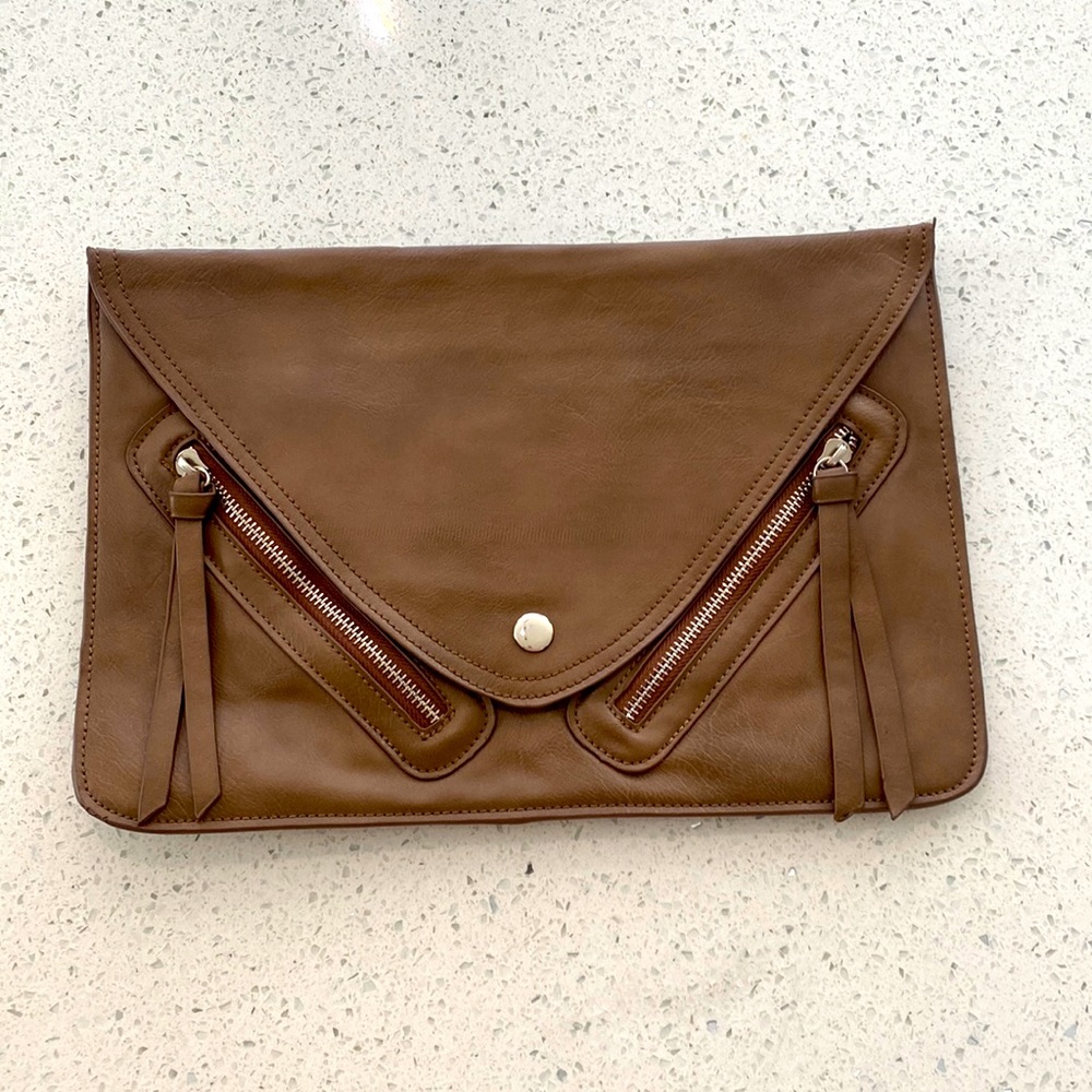 Faux Leather Envelope Clutch